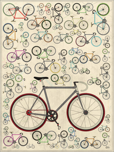 Poster Vélos fixies vintage