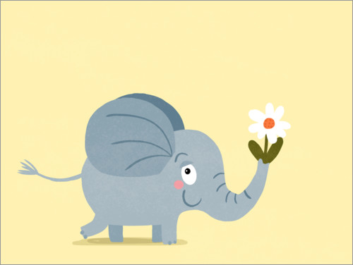 Poster Éléphant avec une fleur