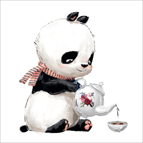Poster Panda à l'heure du thé