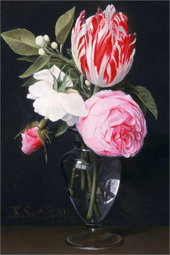 Poster Fleurs dans un vase en verre