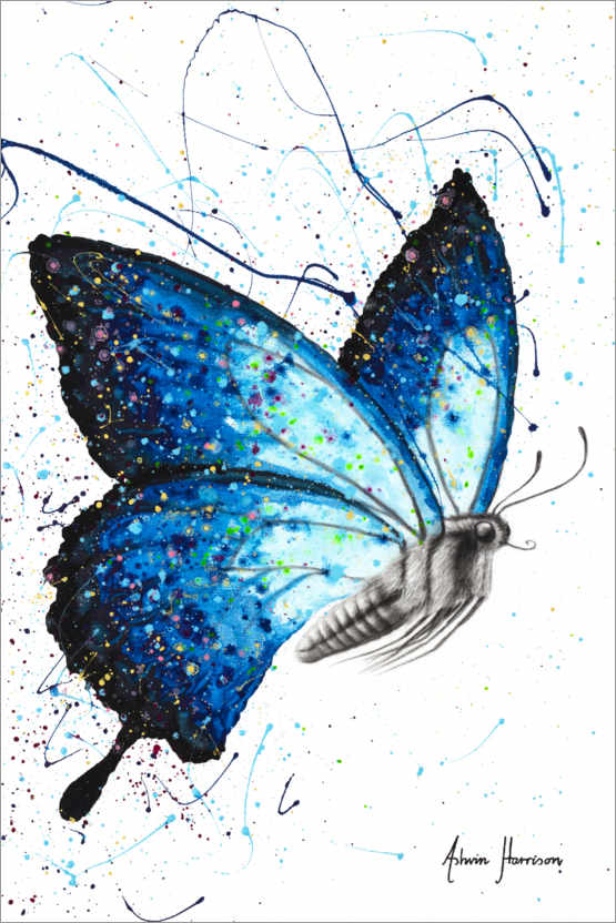 Poster Papillon bleu de la liberté