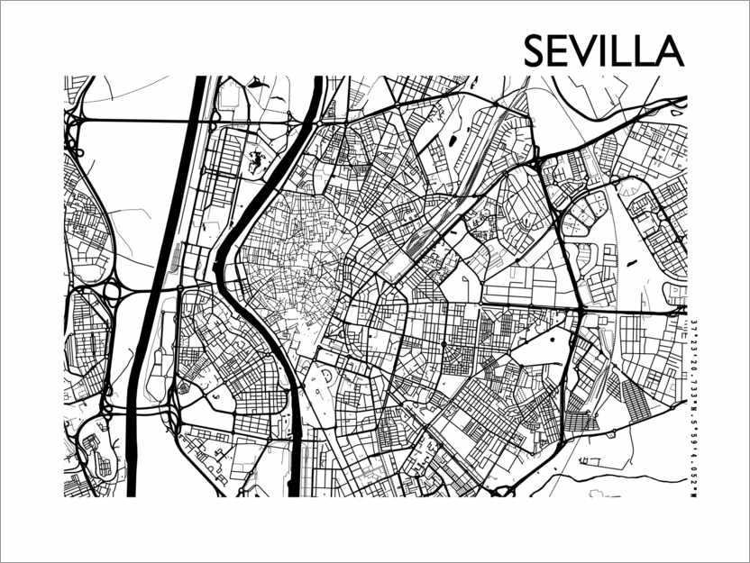 Poster Carte de Séville (espagnol)
