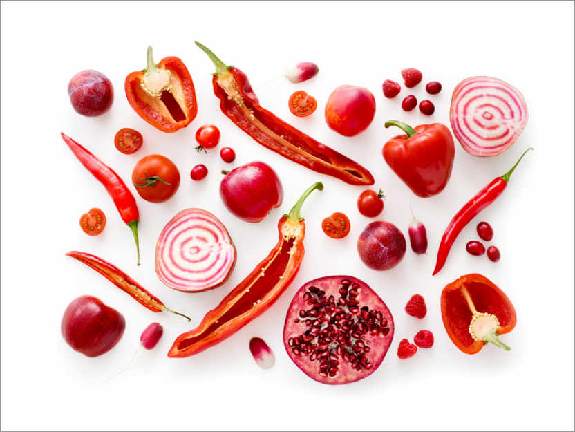 Poster Fruits et légumes frais rouges