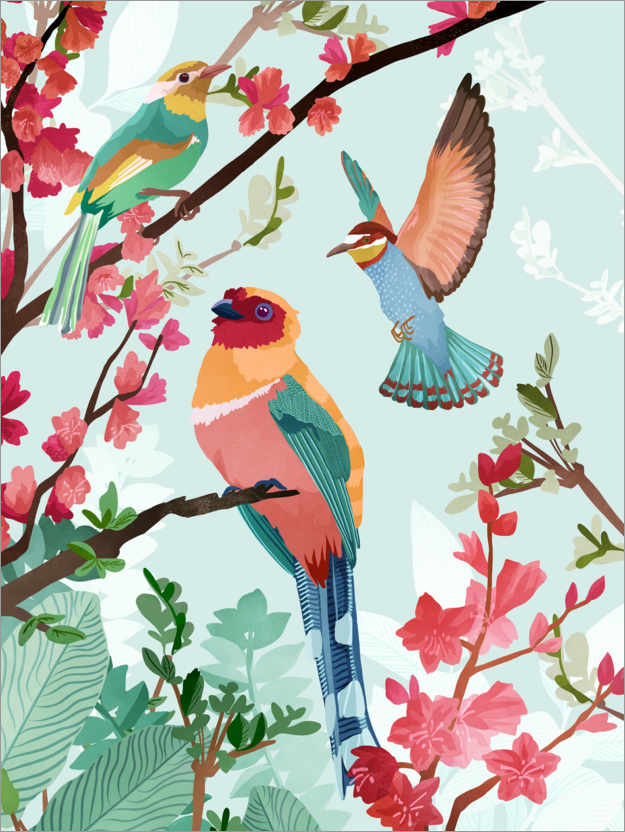 Poster Oiseaux d'été