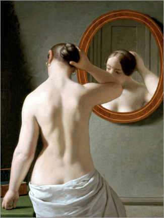 Tableau en PVC  Jeune femme devant un miroir - Christoffer Wilhelm Eckersberg