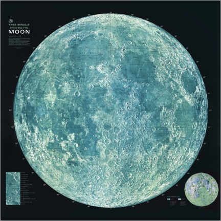 Sticker mural  Carte de la Lune (anglais) - Art Couture