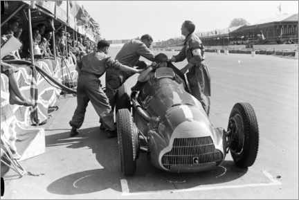Poster  Fangio, Alfa Romeo, pitstop, British Grand Prix 1950