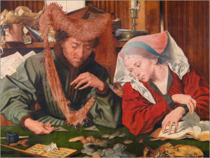 Tableau en bois  Le changeur d'argent et sa femme - Marinus van Reymerswaele
