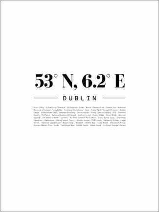 Poster  Coordonnées de Dublin (anglais) - Finlay and Noa