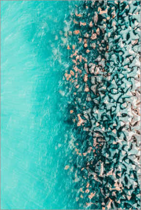Tableau en PVC  Vagues de la mer sur une jetée en pierre - Radu Bercan