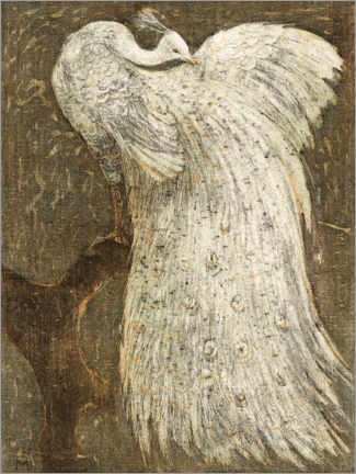 Tableau sur toile  Paon blanc sur une branche - Theo van Hoytema