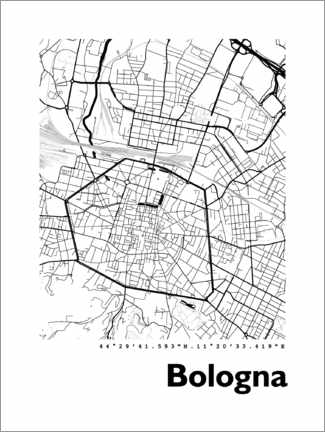 Poster Plan de la ville de Bologne (italien)