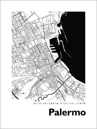 Poster Plan de la ville de Palerme (italien)