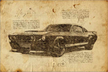 Tableau en verre acrylique  Mustang Eleanor vintage - Durro Art