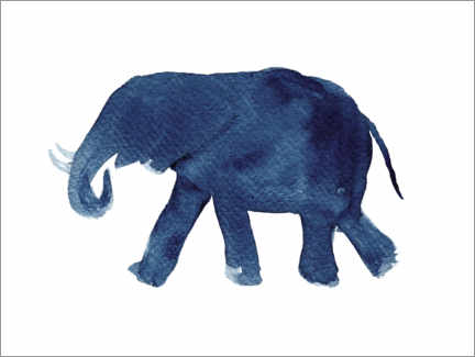 Poster Silhouette bleue d’éléphant