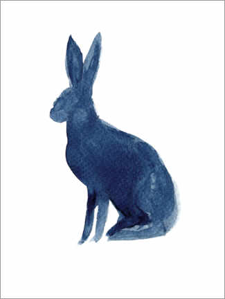 Poster Silhouette bleue de lapin