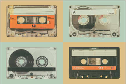 Tableau en aluminium  Cassettes audio de style rétro - Martin Bergsma