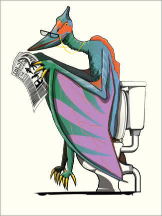 Poster Ptérodactyle aux toilettes