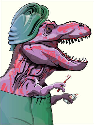 Poster Tyrannosaure se brossant les dents
