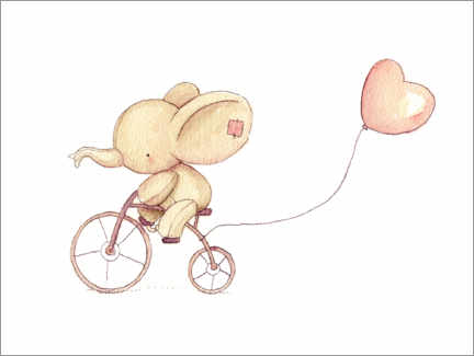 Poster Petit éléphant sur un vélo