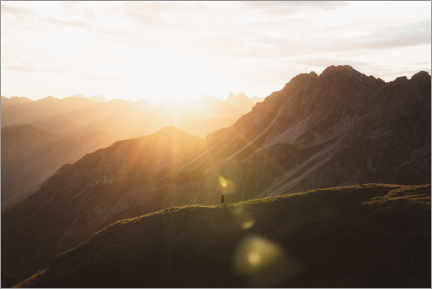Tableau en bois  Lever du soleil dans les Alpes d'Allgäu - Lukas Saalfrank