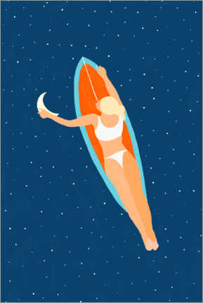 Poster Surf sur la lune