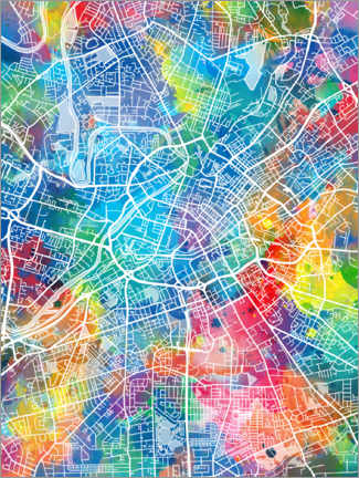 Tableau en PVC  Plan multicolore de Manchester - Bekim Mehovic