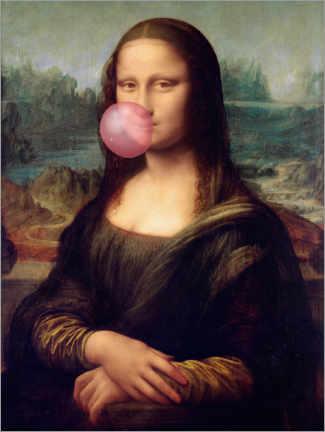 Tableau en verre acrylique  Mona Lisa avec du chewing-gum