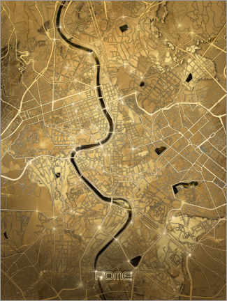 Sticker mural  Plan doré de la ville de Rome - Bekim Mehovic