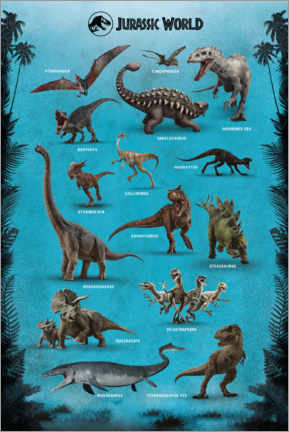 Tableau en aluminium  Jurassic World - Dinosaurs