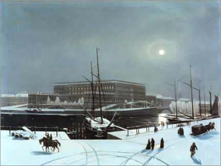 Poster  Vue sur le Palais Royal de Stockholm. l'hiver - Carl Stefan Bennet