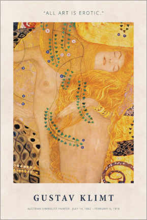 Poster Gustav Klimt - Art is erotic