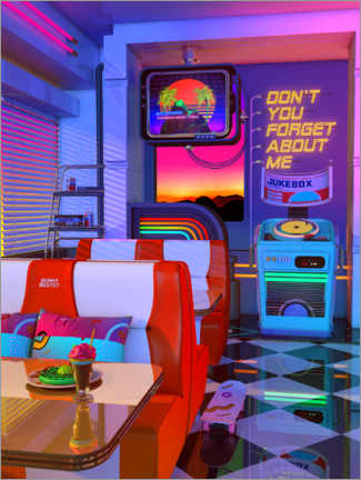 Tableau sur toile  Retrowave Dine and Dream - Denny Busyet