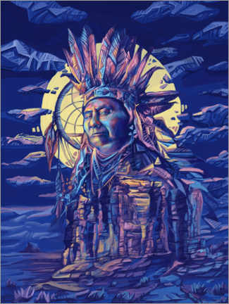 Sticker mural  Joseph nez perce native portrait - Bekim Mehovic