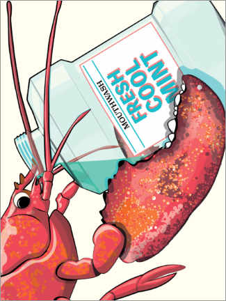 Poster Le homard boit un bain de bouche
