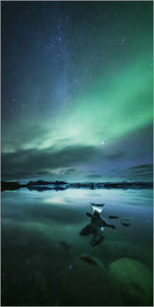 Poster Aurore et voie lactée, Islande