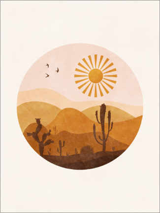 Tableau sur toile  Soleil dans le désert avec des cactus - TAlex