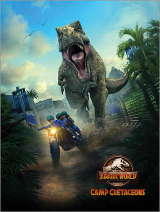 Poster  Camp Cretaceous - T-rex escape
