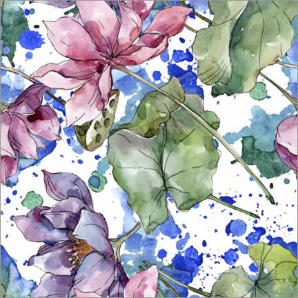 Tableau sur toile  Beautiful flowers in watercolor