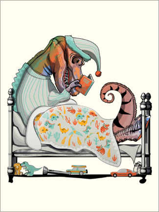 Poster Tyrannosaurus in bed