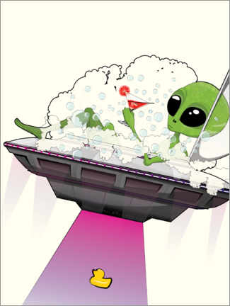 Tableau sur toile  Alien in the UFO bathtub - Wyatt9