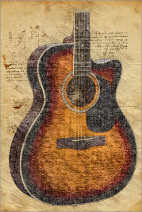 Tableau sur toile  Acoustic Guitar - Durro Art