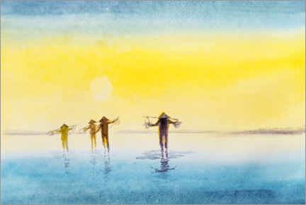 Poster Fishermen at sunset