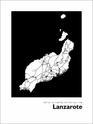 Tableau en bois  Lanzarote map - 44spaces