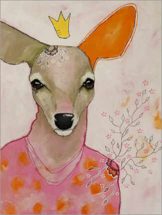 Poster Deer in a pink sweater