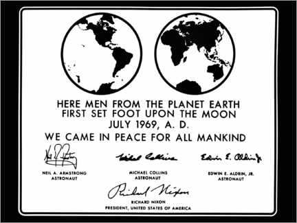 Poster Apollo 11 Moon plaque, 1969
