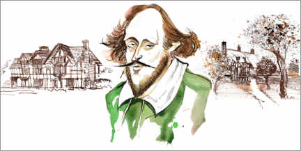 Tableau en PVC  Caricature by William Shakespeare, playwright and poet - Neale Osborne