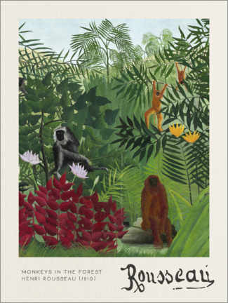 Tableau sur toile  Monkeys in the Forest - Henri Rousseau