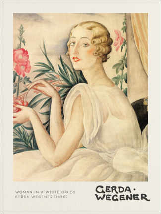 Tableau en bois  Woman in a White Dress - Gerda Wegener
