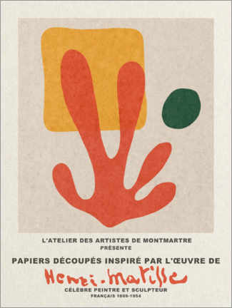Tableau en aluminium  Inspiré Henri Matisse III - L'ATELIER DES ARTISTES DE MONTMARTRE